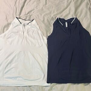 Women's Sleeveless golf Tops - White and Navy
